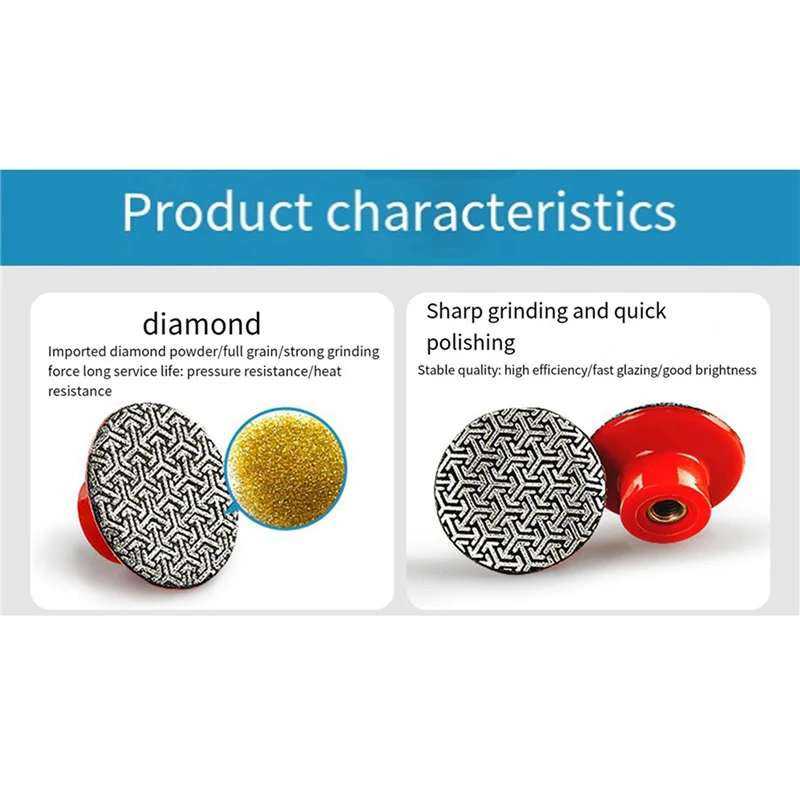A02F-2X M14 Thread 2Inch 50Mm Diamond Hand Polishing Pads Electroplated Sanding Pads Grinding Disc, 400 Qme