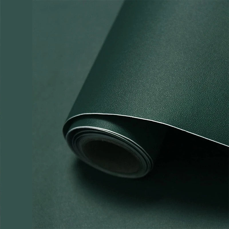 Waterproof Matte Wallpaper Green Vinyl Self-adhesive Stickers Wall Qme blackish green 100cmx55cm