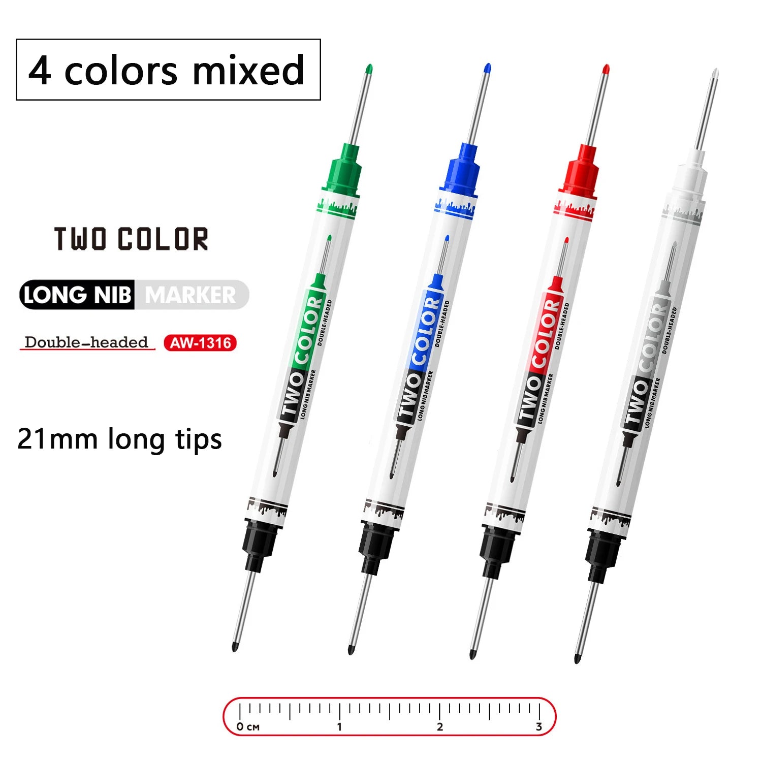 Multi-Purpose Double Tips 21mm Deep Hole Long Head Nib Art Markers, For Bathroom Waterproof Woodworking Decoration Qme 4 pcs pen