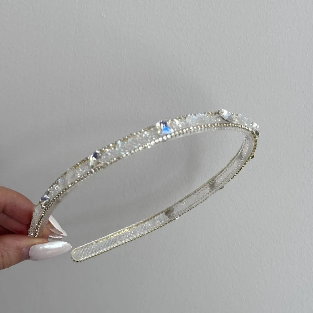 Princess Hairpiece Transparent Crystal Headband Luxurious Elegant Butterfly Hairband Chic High-end Rhinestone Hair Hoop Girls Qme Thin