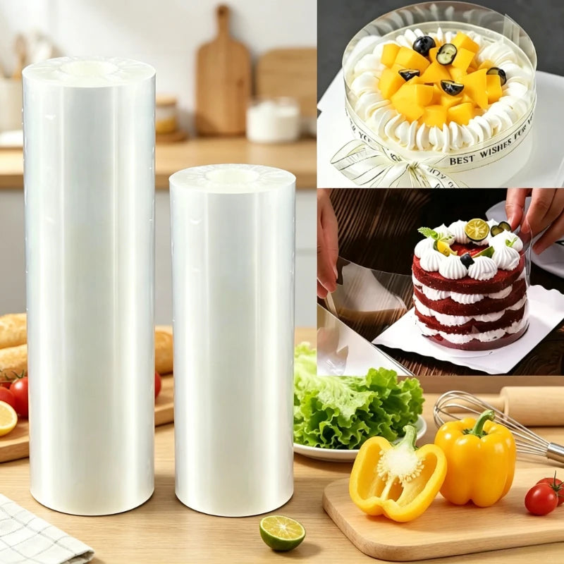 10M Transparent Acetate Cake Collar Roll Mousse Cake Edge Liner Thick Baking Tool for Chocolate Cake & Desserts Qme
