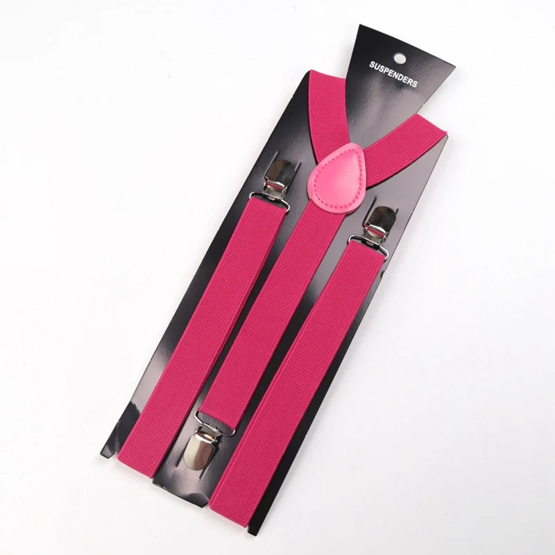 30 Colors Vintage Suspenders Men Women Adult Y Back Adjustable Straps Qme Rose Red