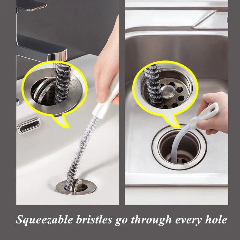 Pipe Dredging Brush Bathroom Hair Sewer Sink Cleaning Brush Drain Cleaner Flexible Cleaner Kitchen Clog Plug Hole Remover Tool Qme
