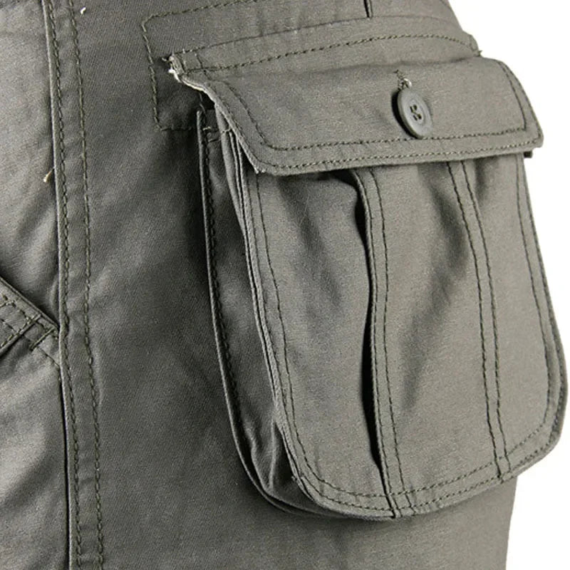 Cargo Pants Men Military Work Overalls Loose Straight Tactical Trousers Multi-Pocket Baggy Casual Cotton Slacks Pants Qme