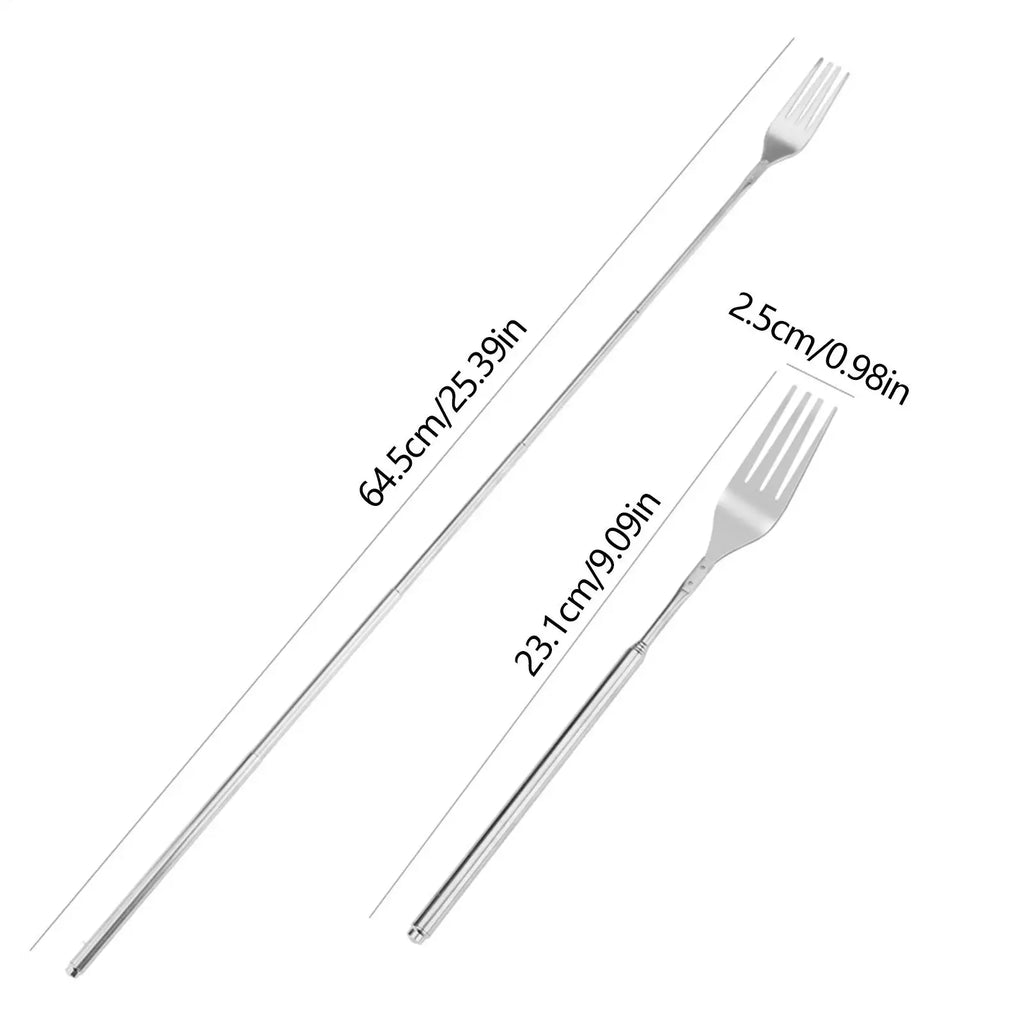 Extended Fork Stainless Steel Non-slip Long Handle Extension Camping Qme