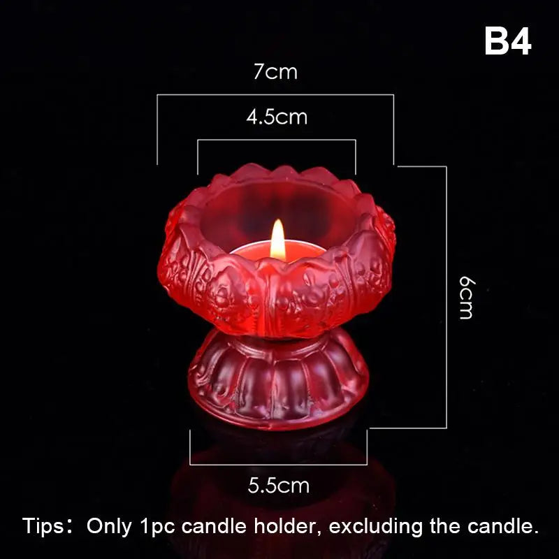 Glass Lotus Candle Holder Windproof Heat Resistant Suitable Use As Qme B4