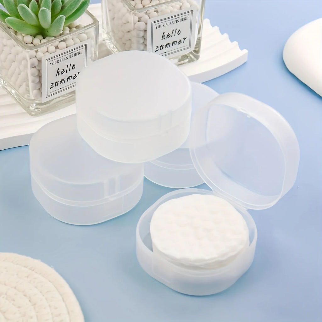 Round Soap Dish, Storage Box - Portable Cosmetic Cotton and Makeup Remover Storage Box, Sealed Travel Design Qme