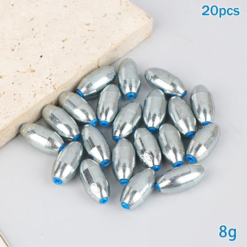 Alloy Hollow Olive Fishing Sinkers3 4 6 8 10 12 Wax Coating Weight Qme 8g