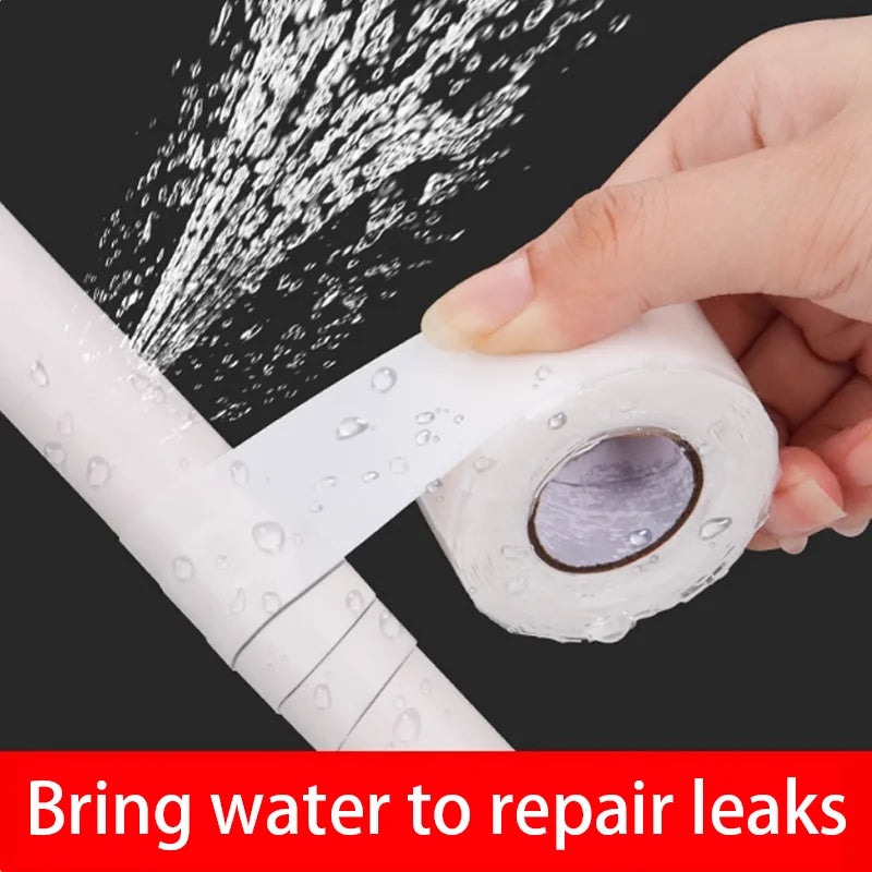 White Self-Adhesive Waterproof Tape With High Pressure Resistance And Strong Leak-stopping And Water-stopping Repair Black 1Roll Qme