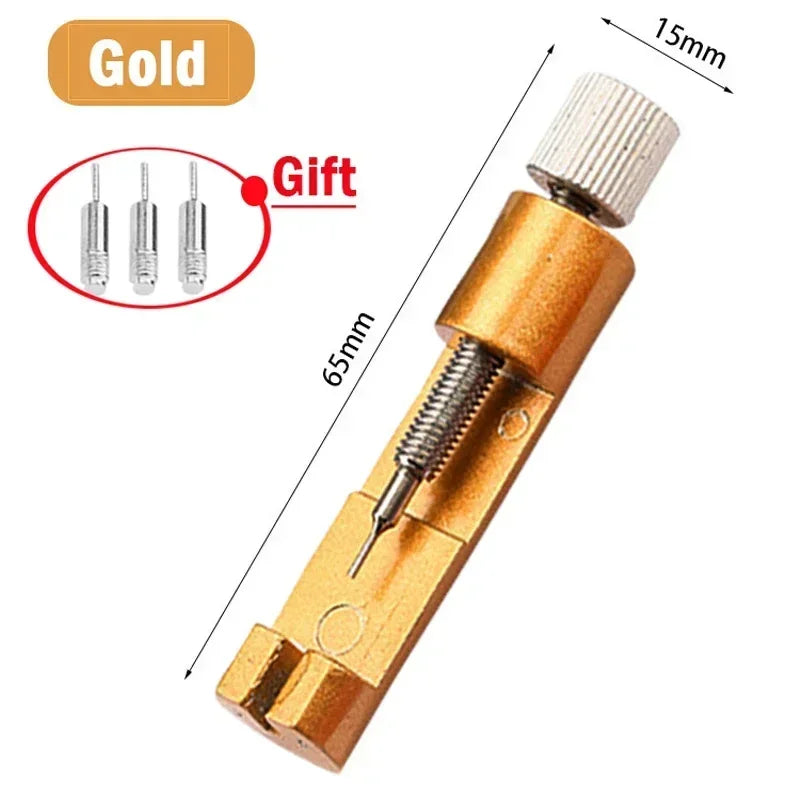 Metal Watch Repair Tool Adjusting Watch Strap Tool Link Pin Tool Remover Easy Bracelet with Watch Pin Band To Remover Adjust Qme 02-Gold-Metal