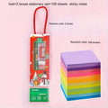 Learning Stationery Set, Birthday Gift 5-in-1 Pencil Set-Fluorescent Sticky Notes-Assorted Colors, Cute Office&School Memo Pads Qme 1set