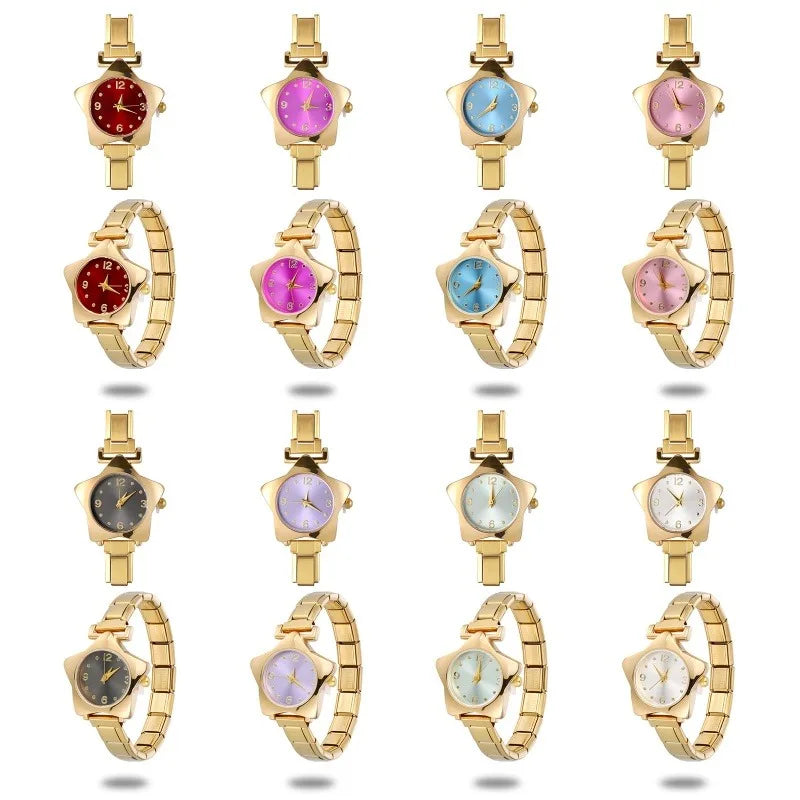 1 Piece Gold Retro Simple Men Women's Watch Stainless Steel Strap Watch Star Dial Casual Fashion Watch Suitable for Daily Wear Qme