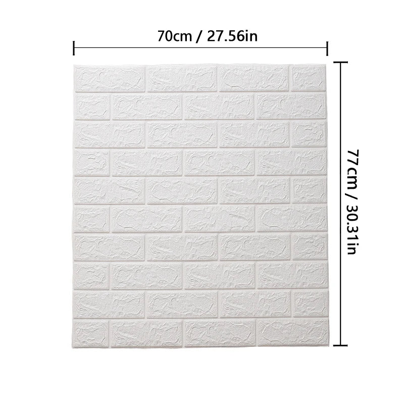 1-10pcs 77cm*70cm 3DWall Sticker Solid Color Faux Brick Bedroom Home Decor Waterproof Self Adhesive DIY Living Room Wallpaper Qme white 1pcs-77cmX70cm