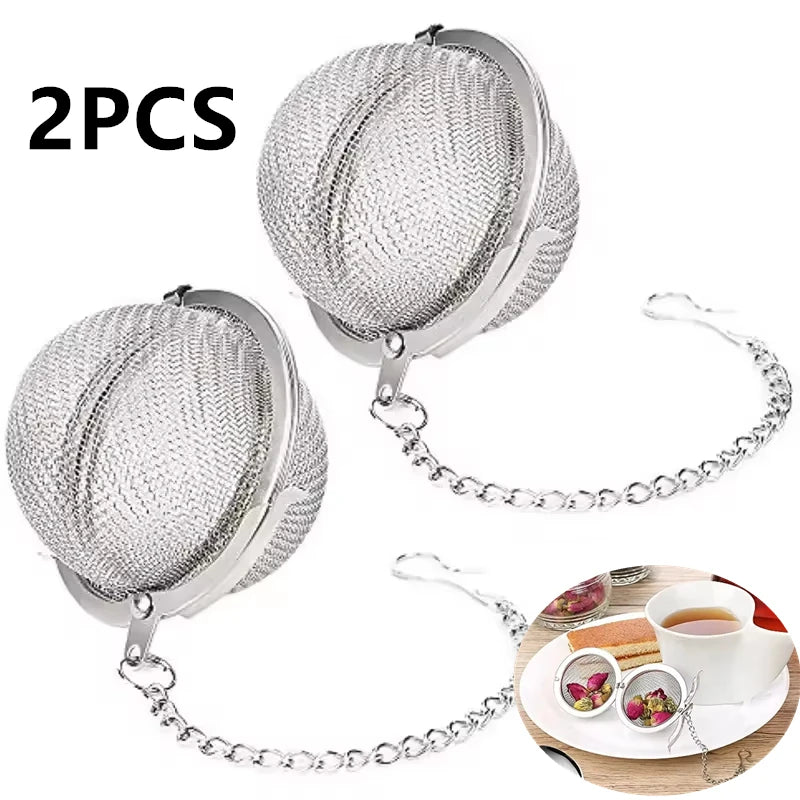 Tea Spice Strainer Seasoning Ball Mesh Herbal Ball Stainless Steel Teakettle Locking Tea Filter Reusable Soup Filter Ball Qme