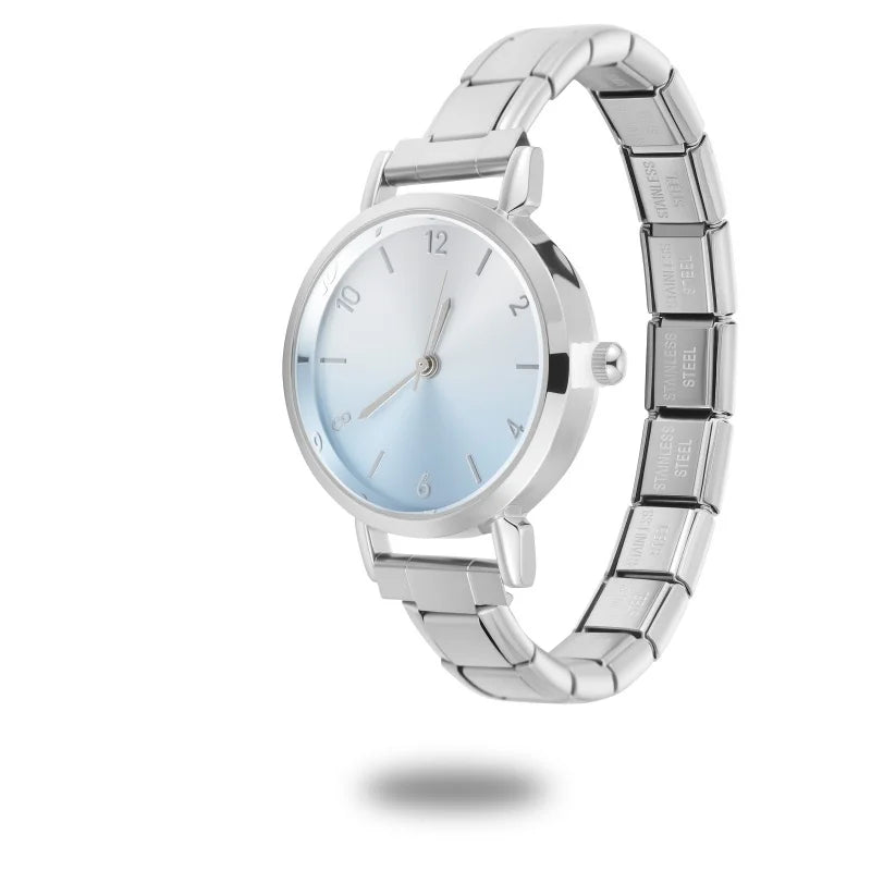 Fashion Women's Stainless Steel Round Blush Watch DIY Bracelet Bangle