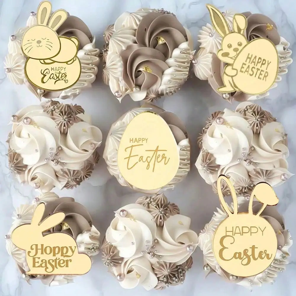 1PCBunny Easter Egg Happy Cupcake Topper Decor Party DIY Cake Dessert Qme