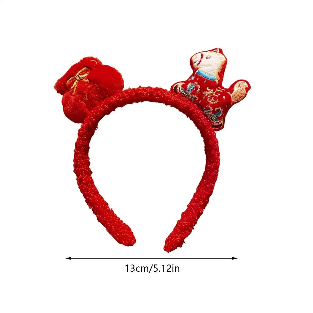 Funny Cartoon Horse Headband New Year Headband Plush Pony Mascot Hair Hoop Plush Fortune Hairband Spring Festival Headband Qme China Mainland 03