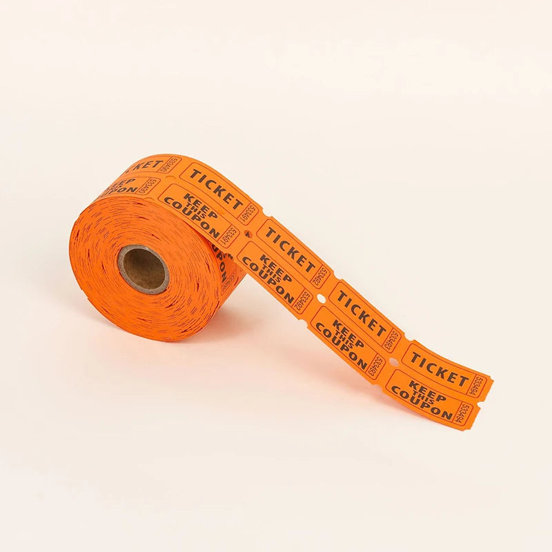 1000Pcs Colorful Tearable Raffle Tickets Double Rolls Admission Ticket Game Ticket For Events Carnivals Entry Class Reward Qme Orange 1set