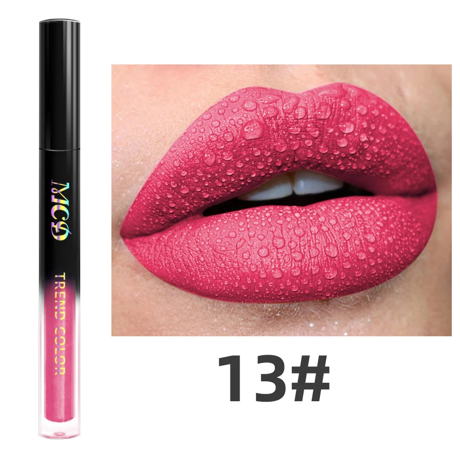 19 Colors Matte Velvet Lip Gloss Waterproof Liquid Lipstick Nude Qme