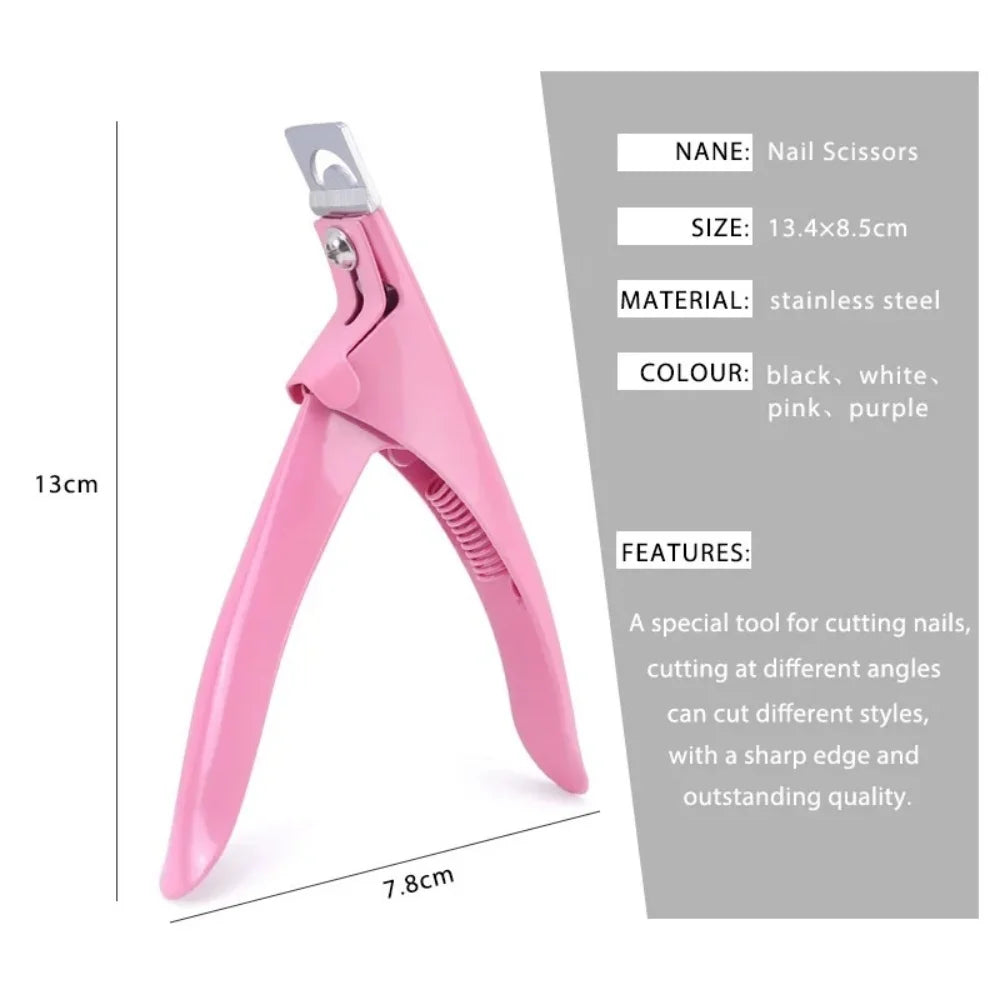 Stainless Steel U Shaped False Nail Cutter Professional Acrylic Nail Tip Trimming Clipper Multipurpose Manicure Salon Care Tool Qme