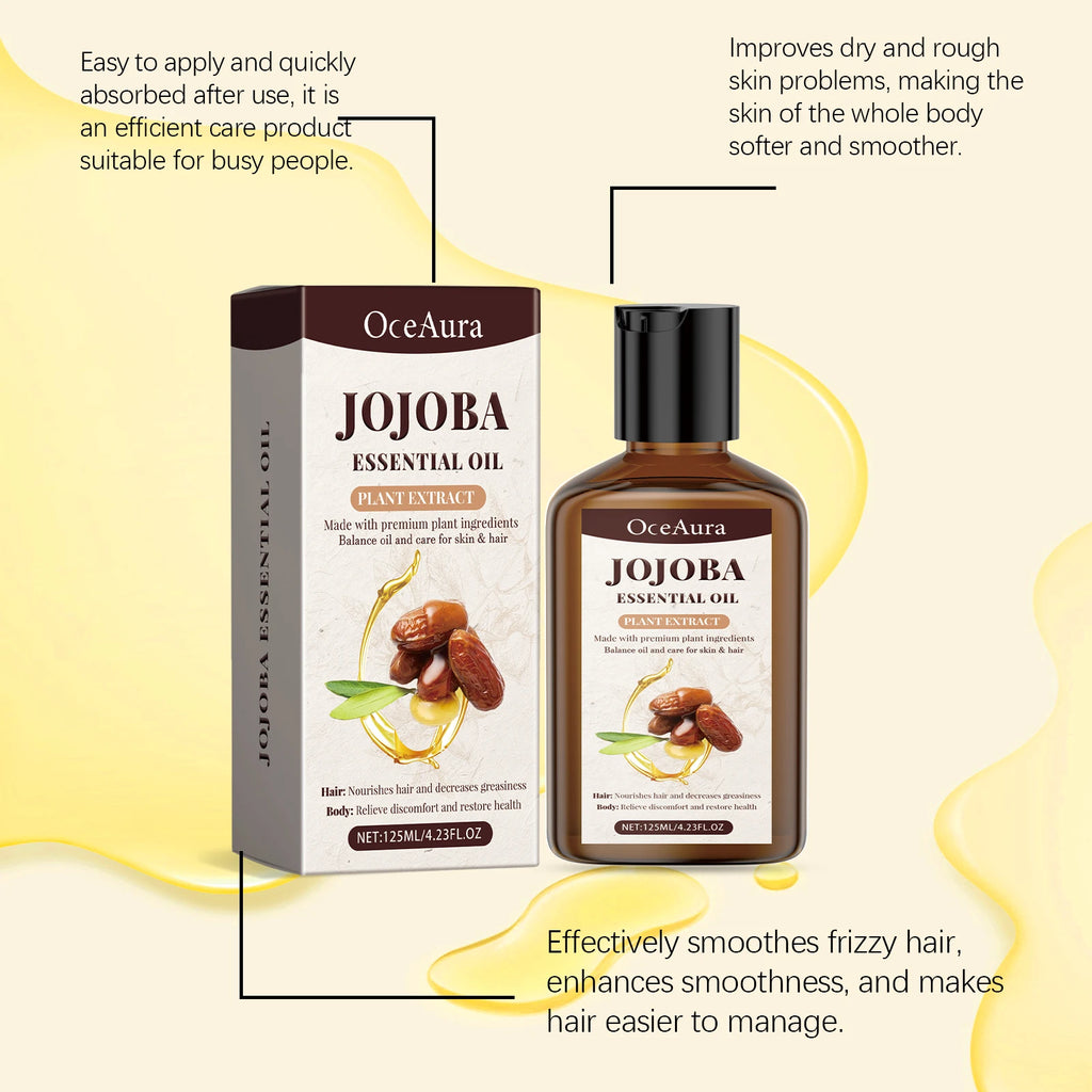 OceAura Jojoba Essential Oil for Hair & Body Deep Moisturizing Nourishing Soothing Redness Itching Relieving Hair Body Care Oil Qme