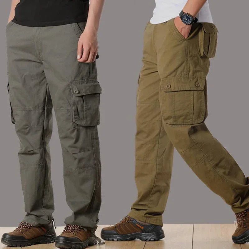 Cargo Pants Men Military Work Overalls Loose Straight Tactical Trousers Multi-Pocket Baggy Casual Cotton Slacks Pants Qme