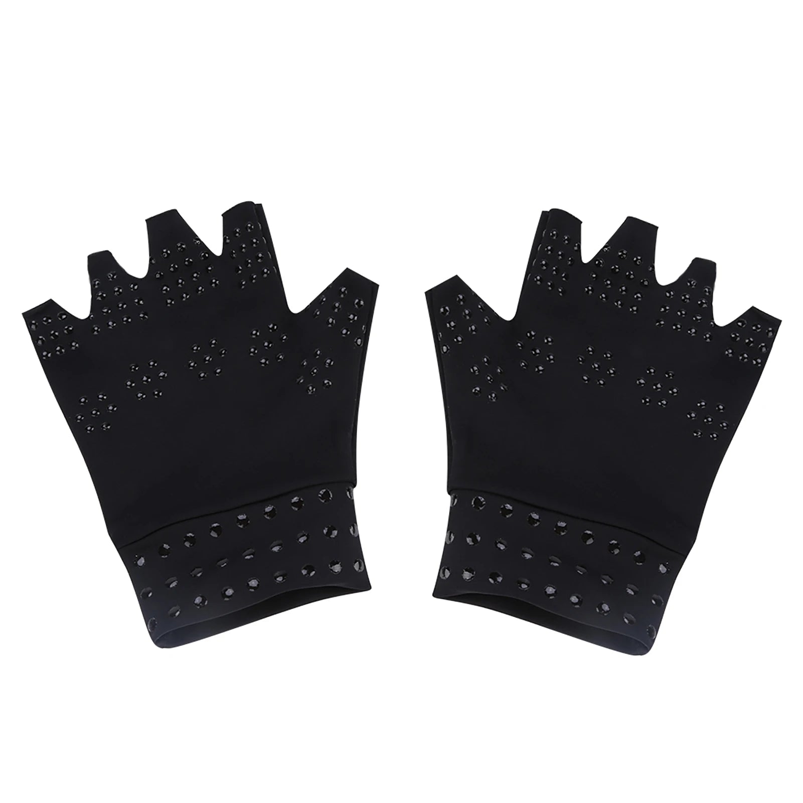 1 Pair Fingerless Gloves Unisex Nylon Compression Gloves Breathable for Daily Living Compression Gloves Fingerless Hand Glove Qme black