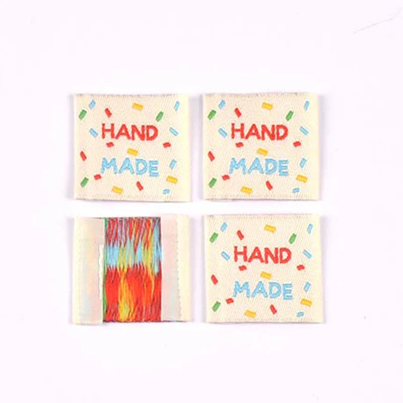 30pcs 12-53mm mixed styles Handmade Fabric Labels, Cute Print Cotton Sew On Tags for DIY Clothes Bags Crafts Decoration cp3859 Qme 24x26mm-4