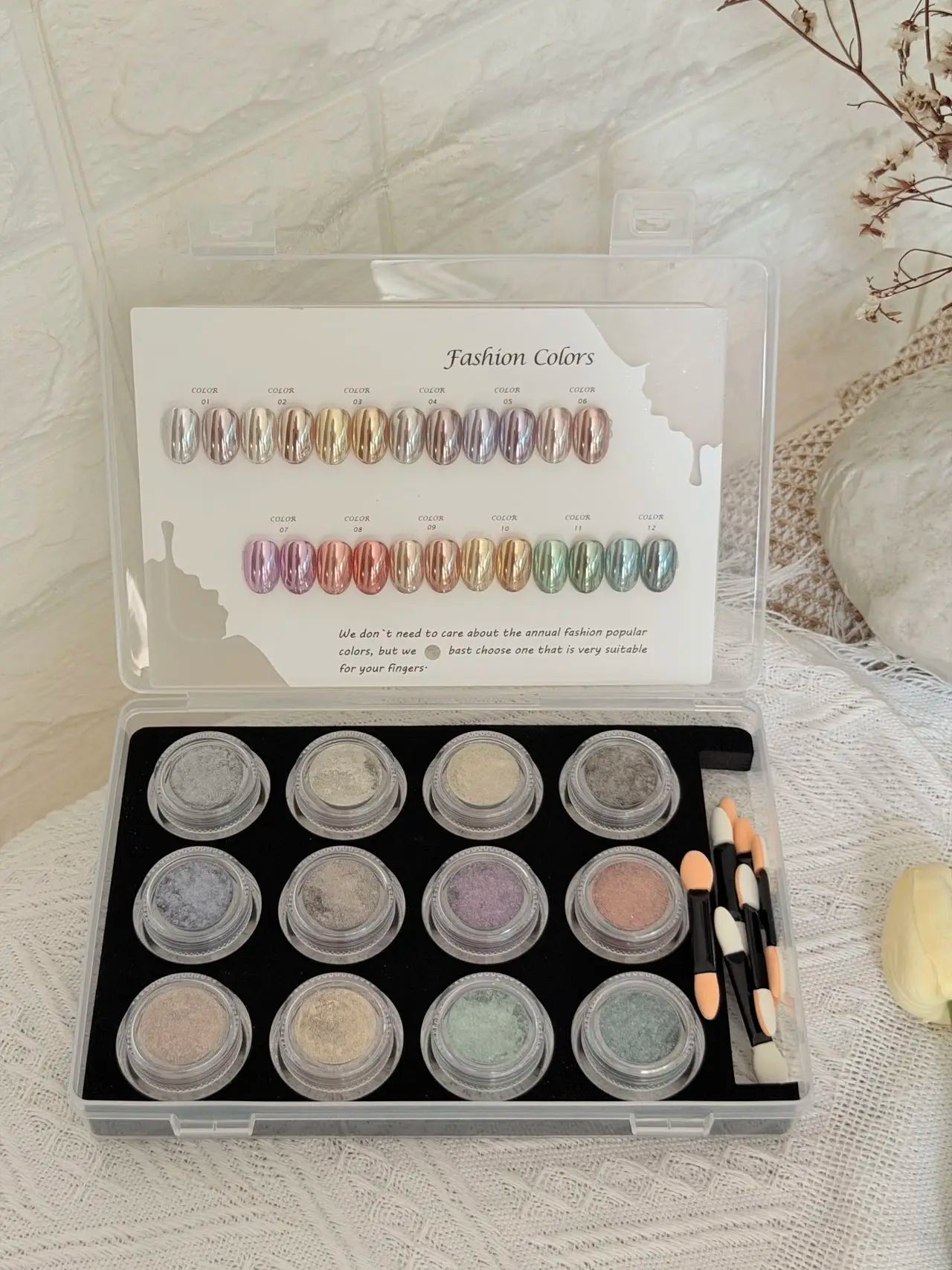 Aurora Pearl Chrome Nail Powder Complete Storage Case Display Card Qme