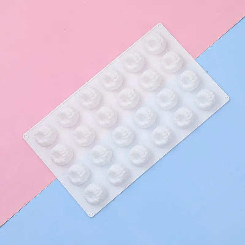 24-Cell Raspberry Design Food Grade Silicone Cake Mold Mousse Mould Qme White