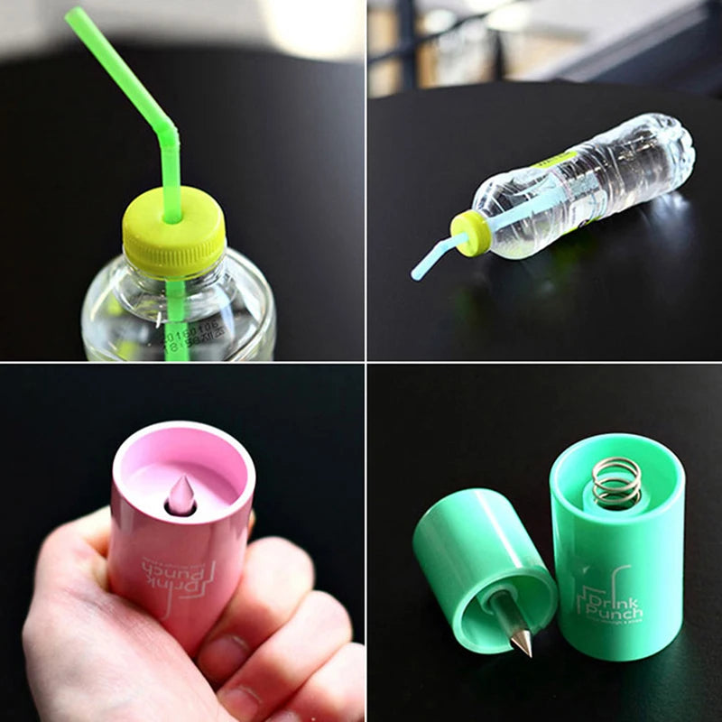 Mini Water Drill Bottle Opener Tools Drink Punch Cover Hole Straw Qme