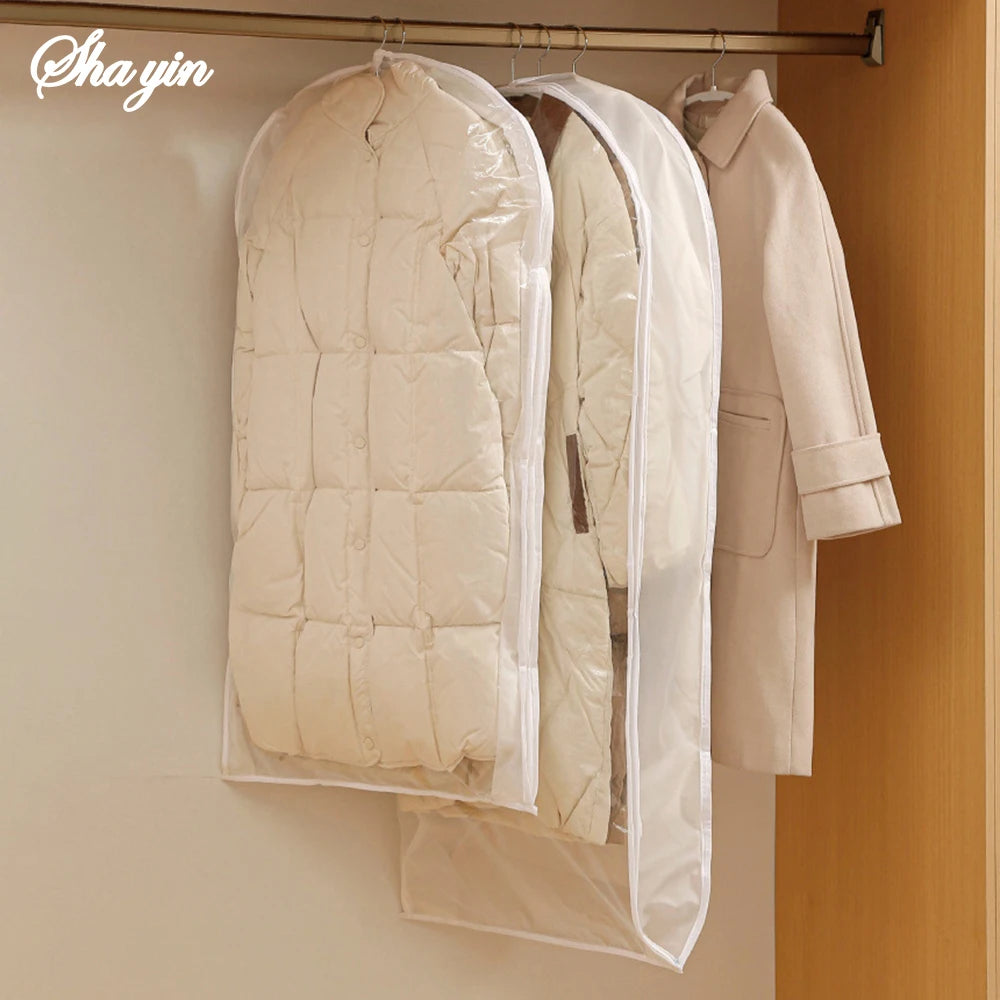 Wardrobe Organizer Bags Down Jacket Air Compression Hanging Bag with Zipper Clothes Dust Cover Bag Save Space Cloth Storage Bag Qme
