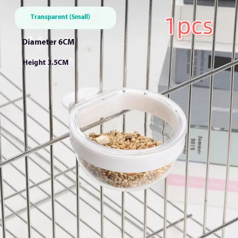 Cage Convenient Hanging Seed Water Feeder Parrots Bird Feeding Bowl Qme White S