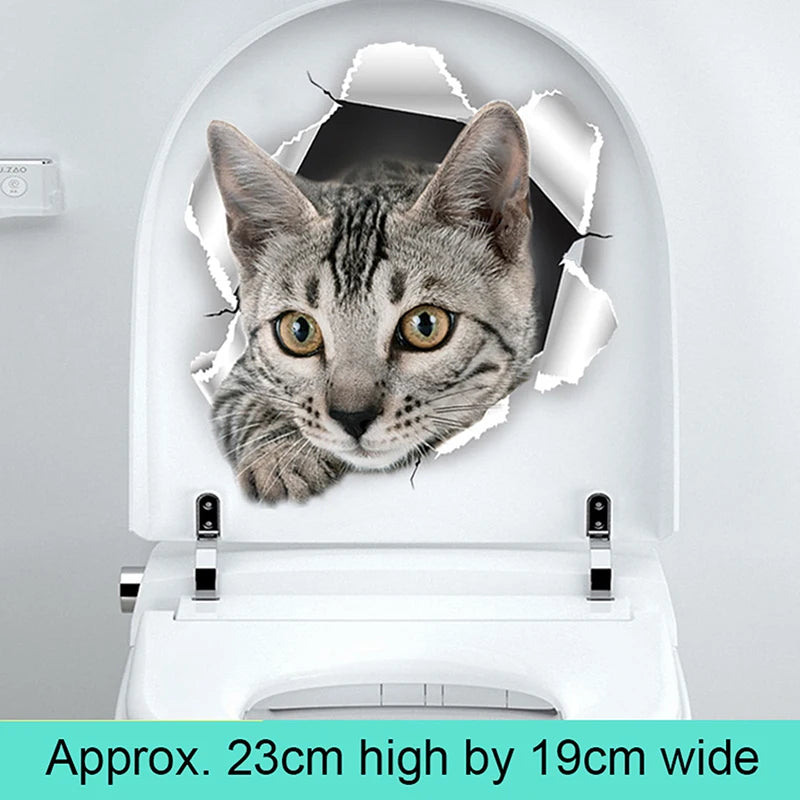 Animal Decals Decor Bathroom Washroom Funny 3D Kitten Toilet Seat Qme 01