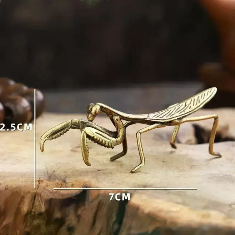 Copper Mantis Miniature Ornament Vintage Flower Pot Decoration Decorative Craft Accessories Tea Pet Antique Qme