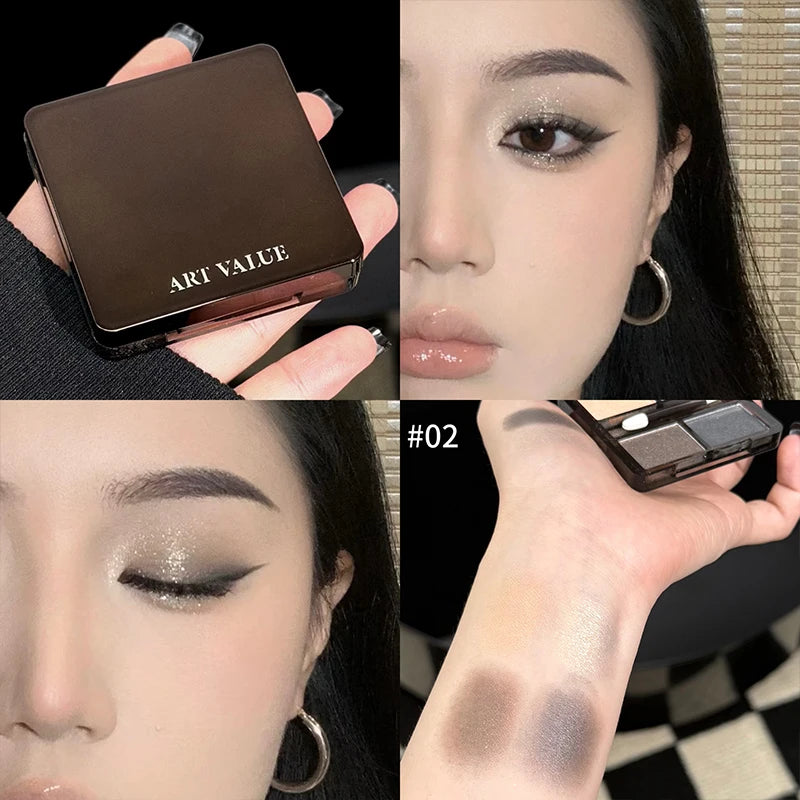 ART VALUE 4 Colors In 1 Eyeshadow Palette Glitter Pearlescent Matte Eye Shadow Shimmer Makeup Lasting Shadow Highlighter Contour Qme