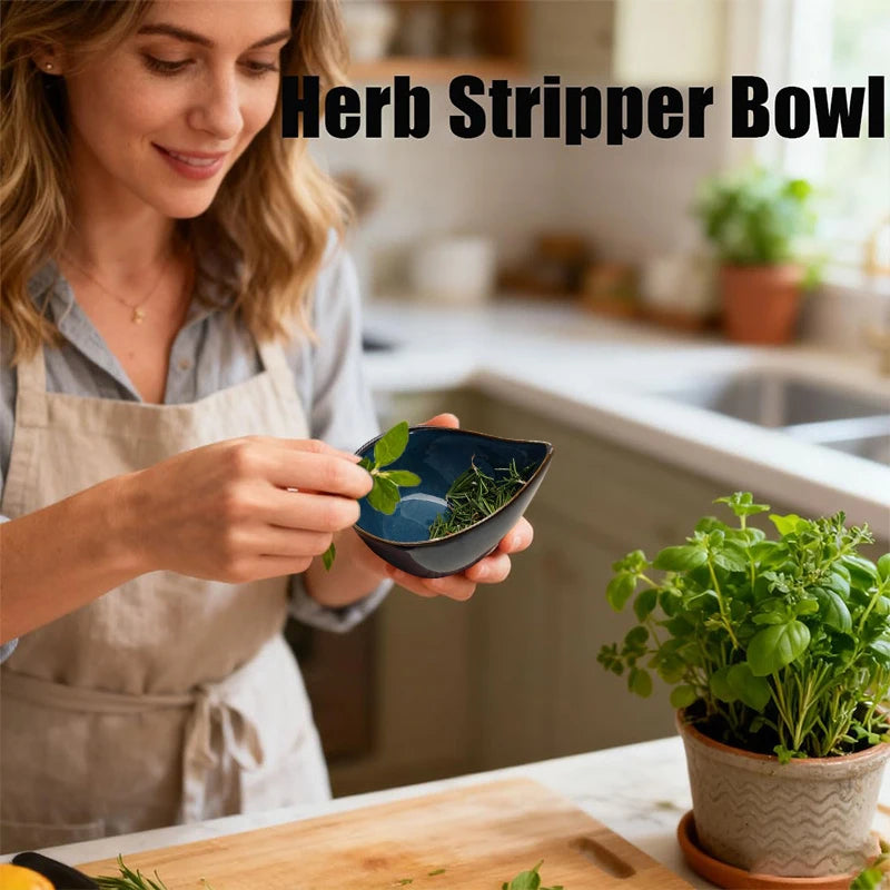 Herb Stripper Bowl, Risen Herb Peeling Bowl, Kitchen Herbs Leaf Stripping Tool, Herb Peeler For Kale, Thyme, Basil Qme