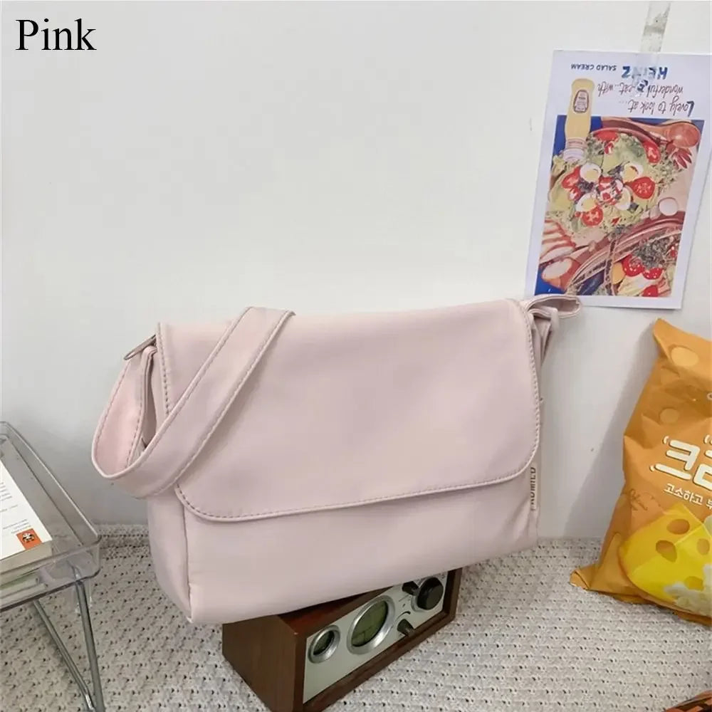 Canvas Shoulder Bags Women Simple Large Capacity Students Couples Shoulder Crossbody Commuter Casual Versatile Class Tote Bag Qme PK