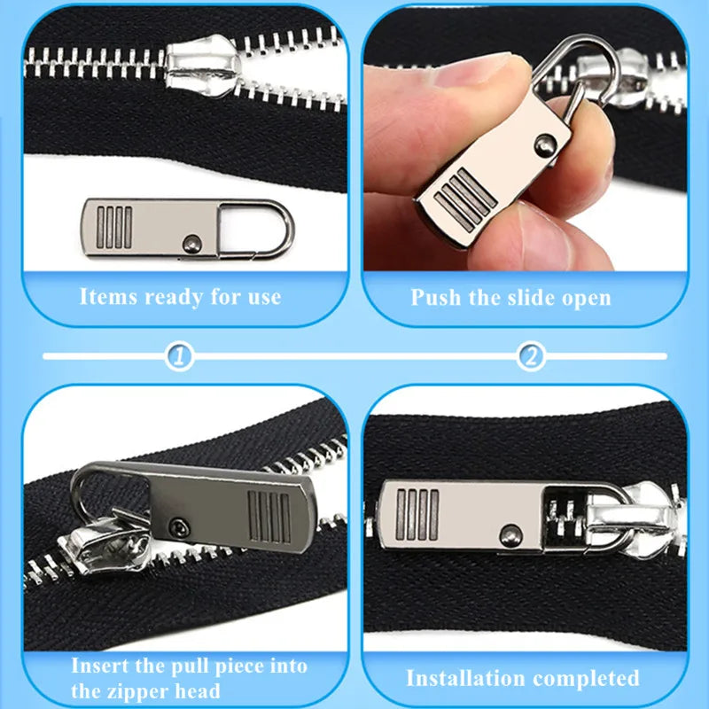 Zipper Slider Puller Instant Zipper Repair Kit Replacement For Broken Buckle Travel Bag Suitcase Zipper Head DIY Sewing Craft Qme