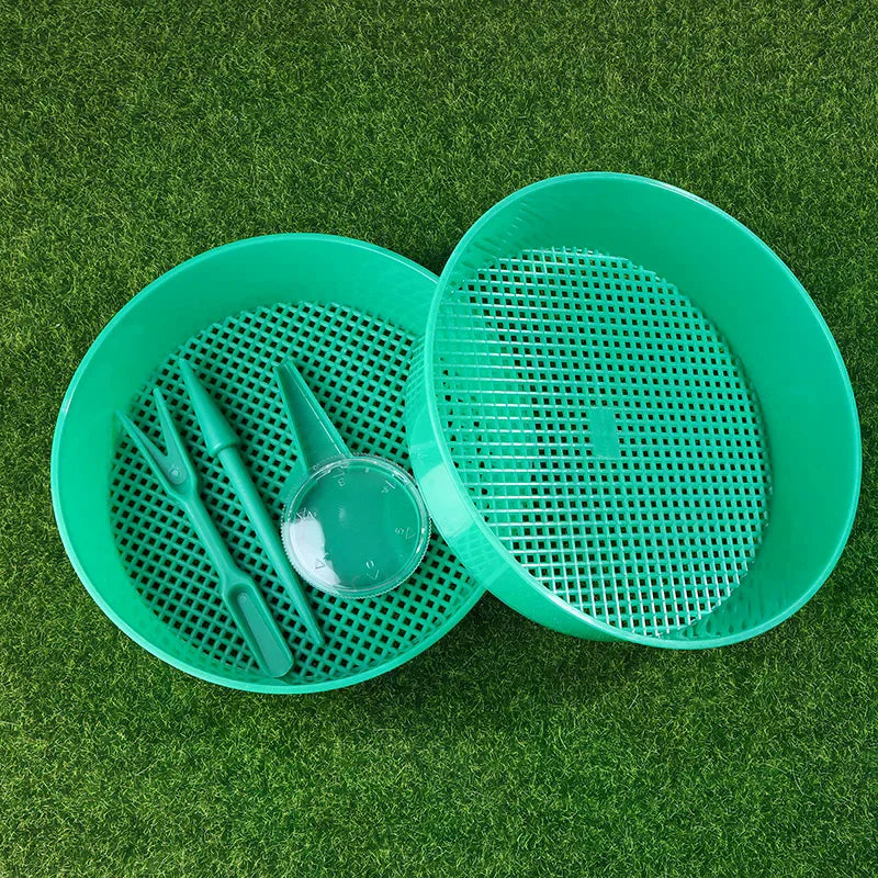 Plastic Soil Sieve Filter Mesh Round Soil Dirt Sifter For Soil Stone Sifting Filtration Home Garden Flower Plant Nursery Tools Qme
