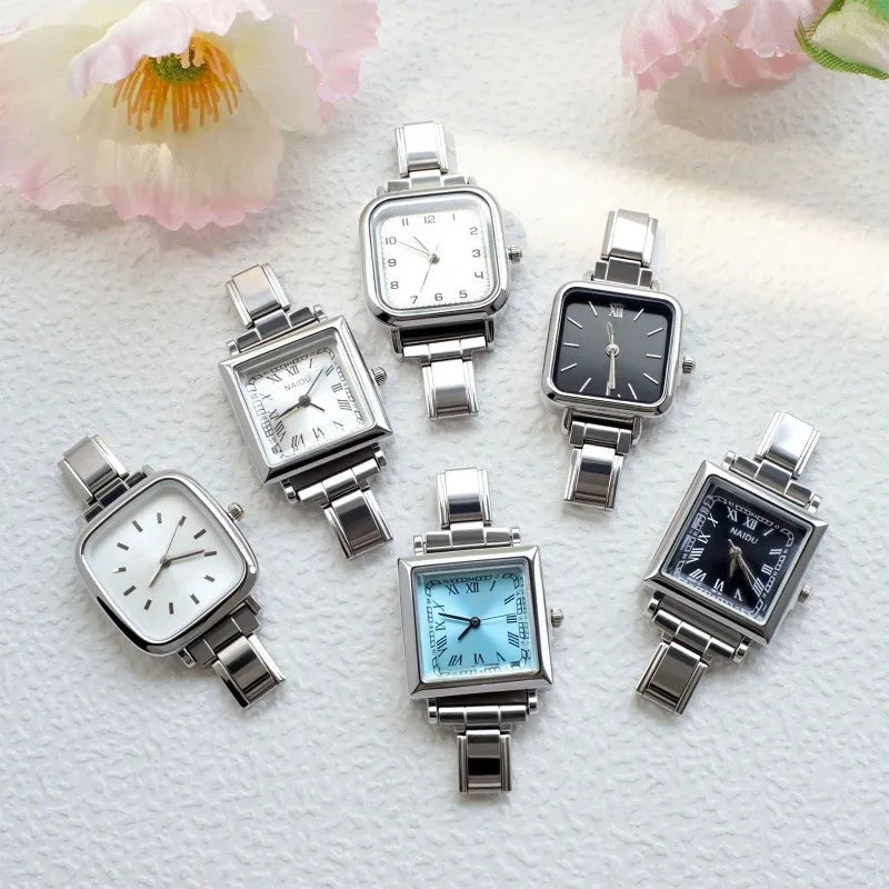 New Fashion High Quality Men Women's Stainless Steel Round and Square Watch Header Bracelet For Friend Birthday DIY Jewelry Gift Qme