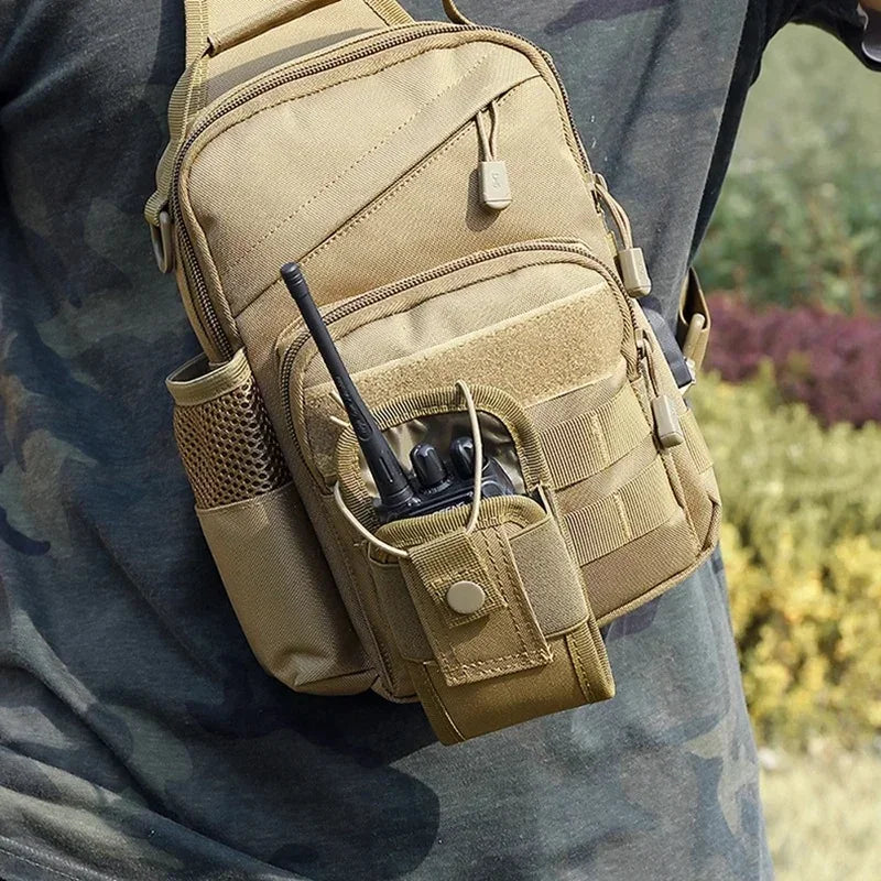 Portable Radio Walkie Talkie Holster, 1000D Tactical Molle Waist Bag Holder Pocket, Carry Bag for Hunting Camping Qme Random 1000D
