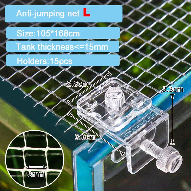 Anti-jumping Net Aquarium Anti Escape Net Cover Fresh Seawater Reef Fish Tank Shrimp Accessories Pet Product Tools Plants Holder Qme Anti-jump Net L