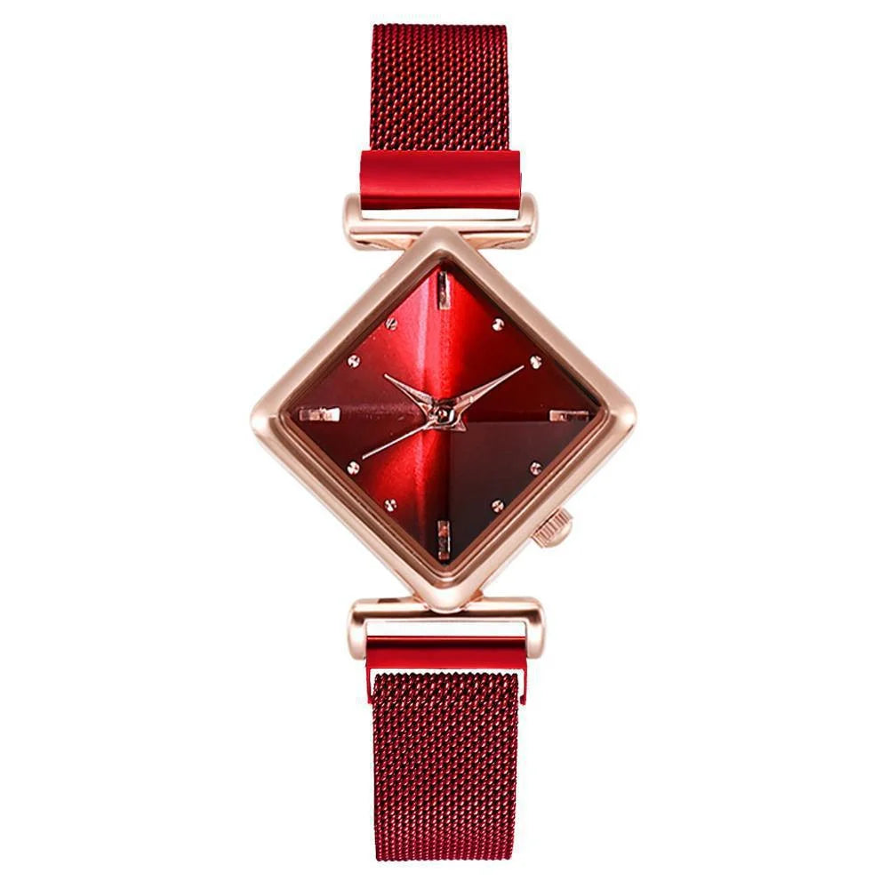 Ladies' Simple Fashionable Personalized Diamond Shaped Magnet Watch Qme