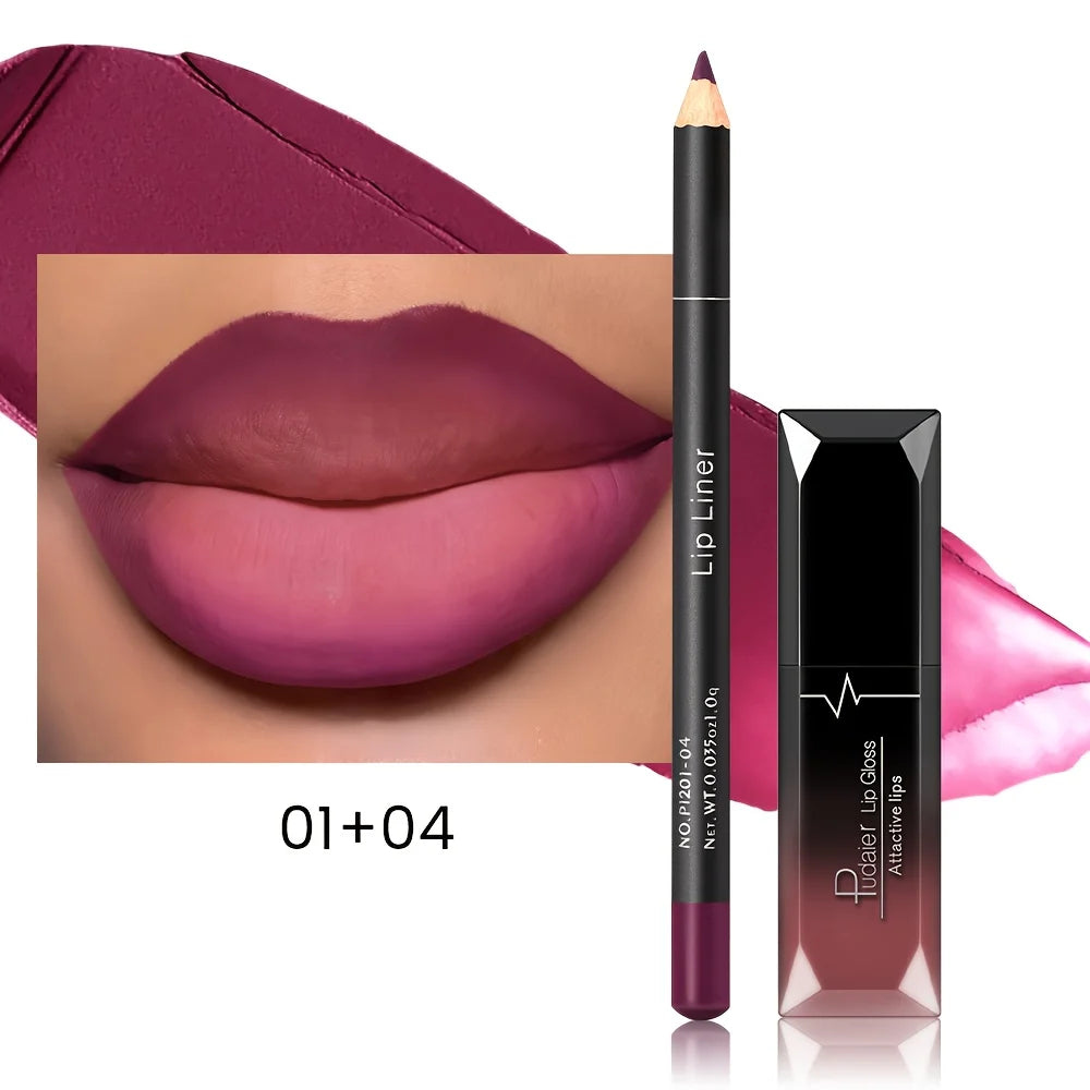 Matte Lip Gloss Liner Pen Waterproof Long-lasting Coloring Ideal Qme 01 04