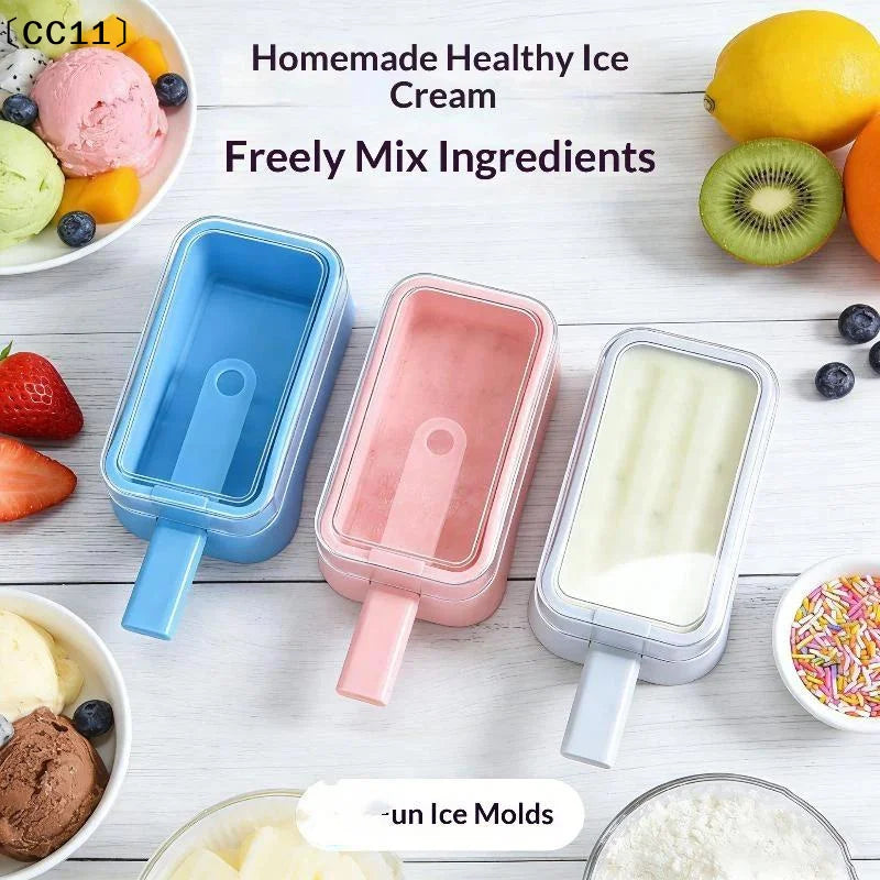 Silicone Ice Lolly Moulds Sticks Reusable Cream Forms Popsicle Mold Qme