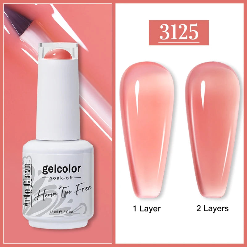Arte Clavo Jelly Transparent Gel Nail Polish Summer Nude Pink Semi