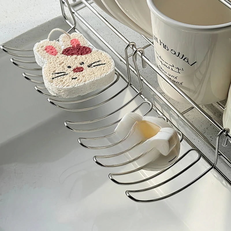 Stainless Steel Sink Drain Basket Hanging Storage Rack, Expandable Organizer Box, Home Storage Basket, Household Supplies Qme