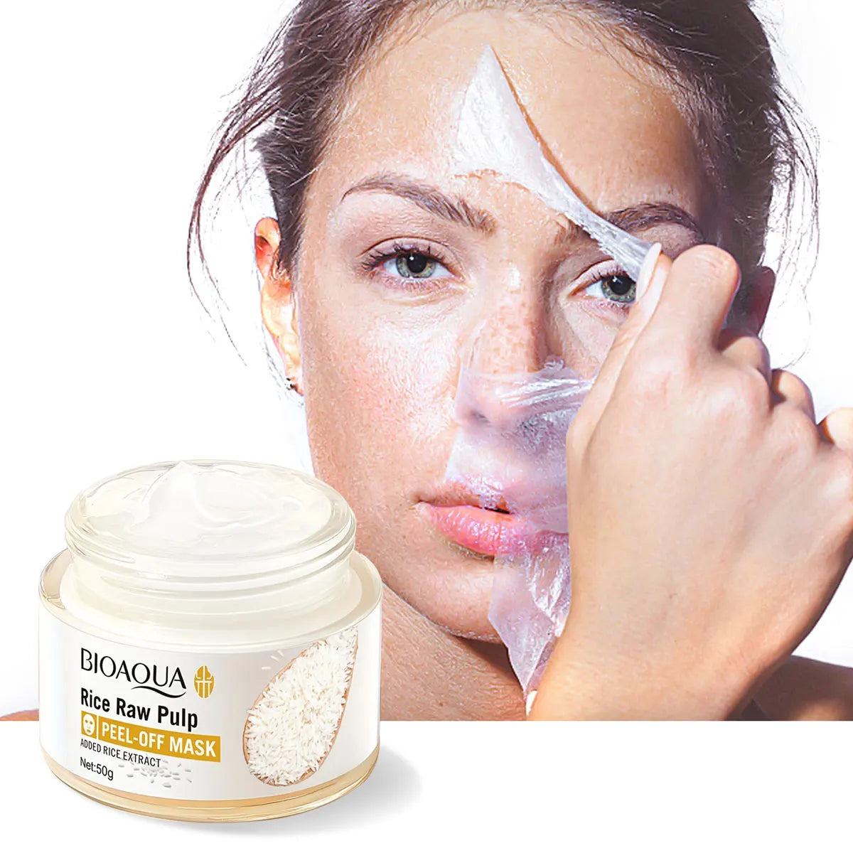 Rice Pulp Peel-off Mask Absorbs Removes Blackheads Whiteheads Qme Rice peel-off mask 50g
