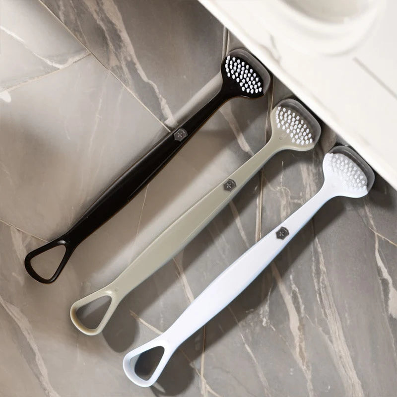 Triple Effect Tongue Scraper Scraping Plate Oral Cleaning Brush Qme